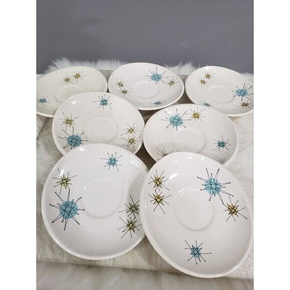 Franciscan Atomic‎ Starburst Saucers MCM Gladding McBean Vintage Lot of 7